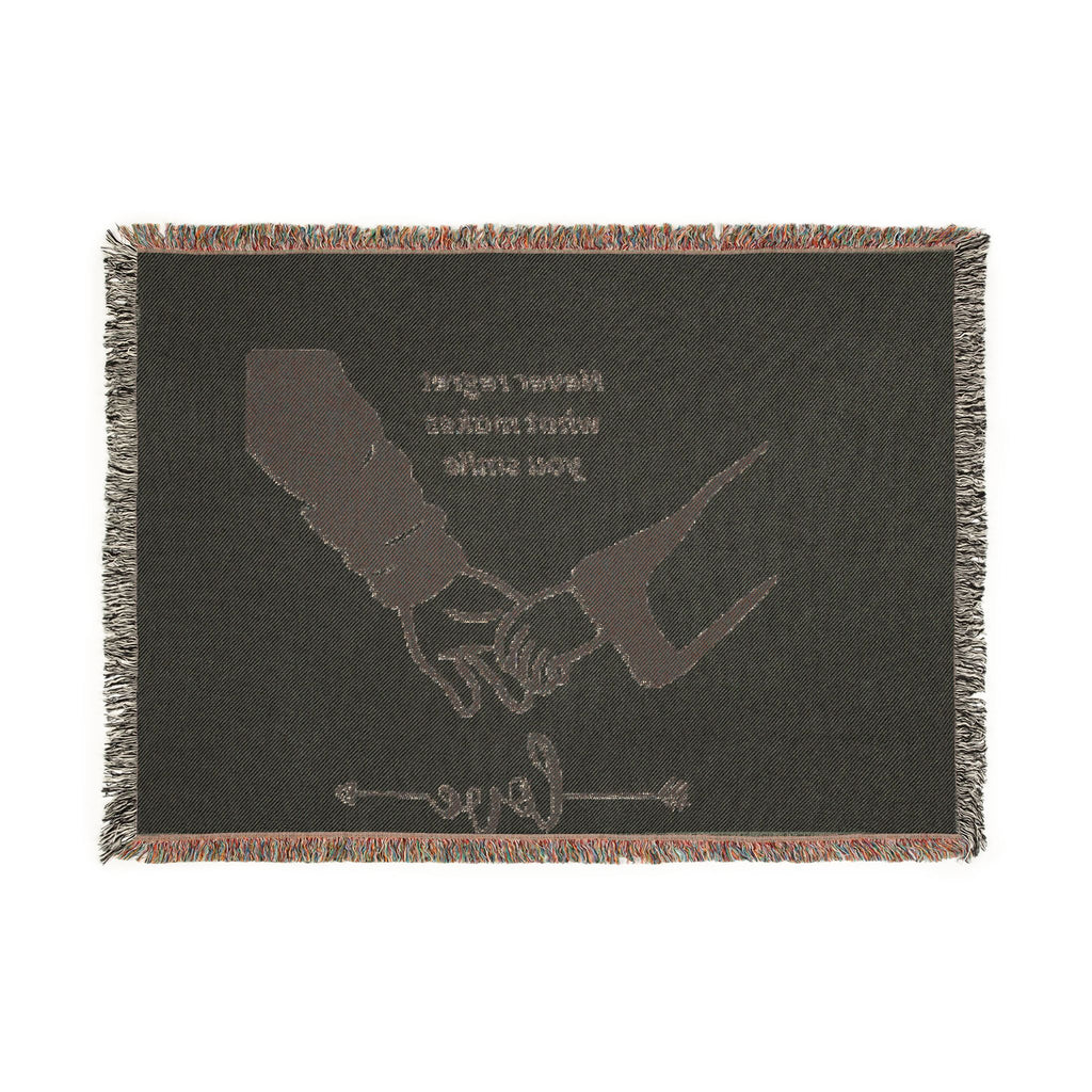 Love Promise Throw Blanket — "Never Regret What Makes You Smile" Woven Blanket