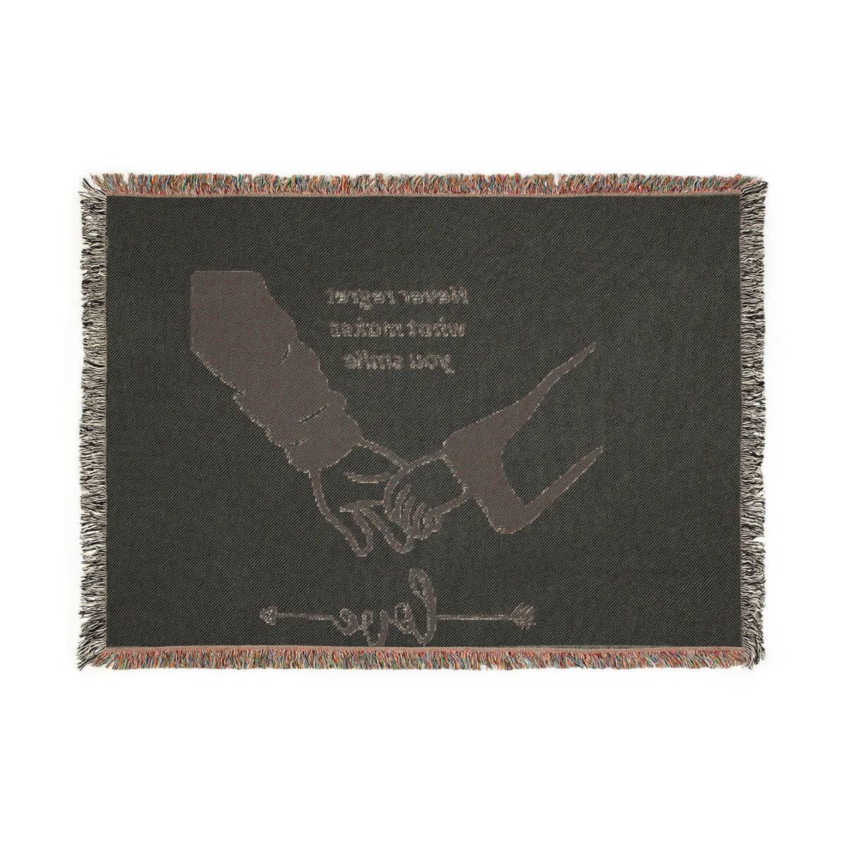 Love Promise Throw Blanket — "Never Regret What Makes You Smile" Woven Blanket