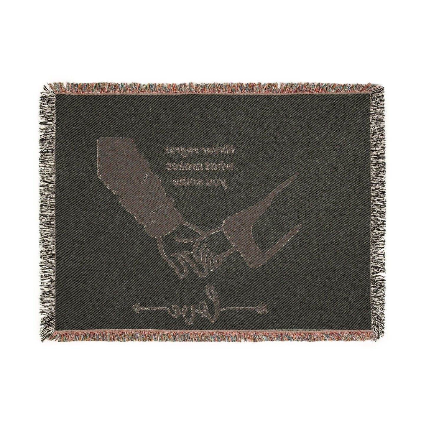 Love Promise Throw Blanket — "Never Regret What Makes You Smile" Woven Blanket