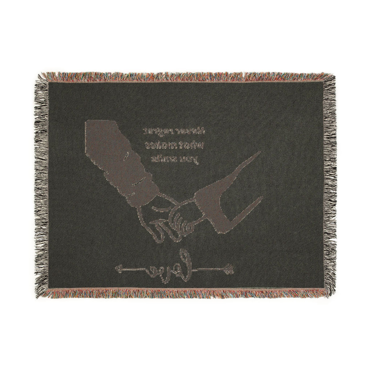 Love Promise Throw Blanket — "Never Regret What Makes You Smile" Woven Blanket