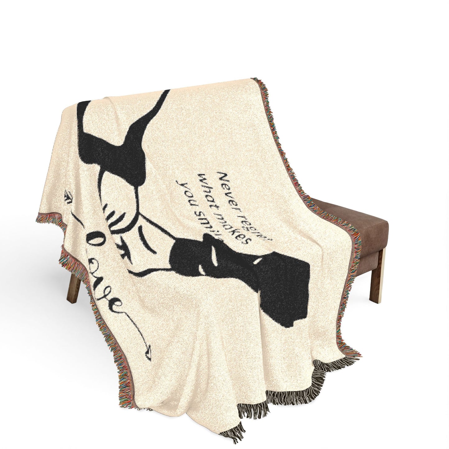 Love Promise Throw Blanket — "Never Regret What Makes You Smile" Woven Blanket