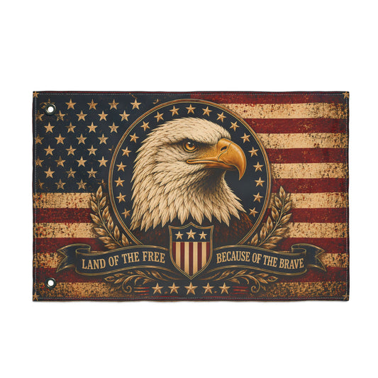 Patriotic Eagle Flag — "Land of the Free Because of the Brave" Double-Sided Outdoor Flag