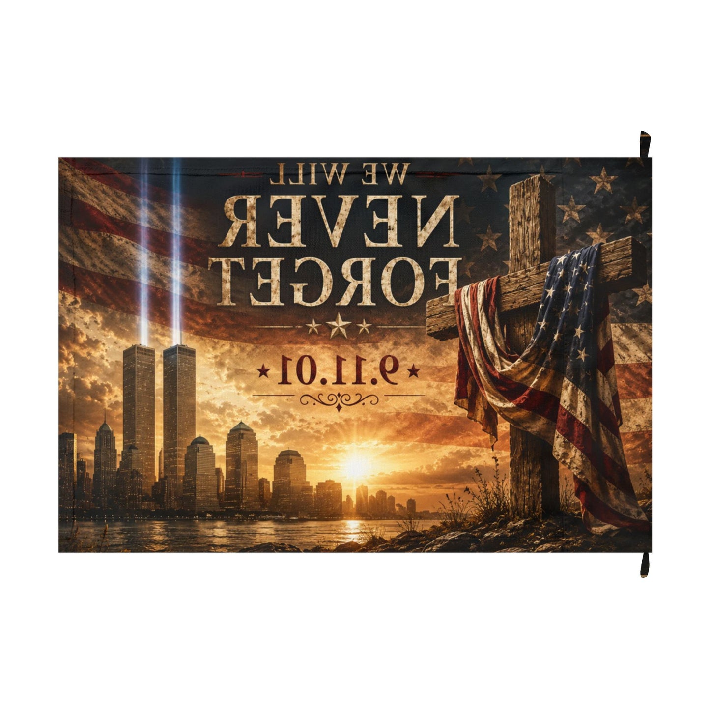 We Will Never Forget 9/11 Memorial Flag — Double-Sided American Tribute Flag