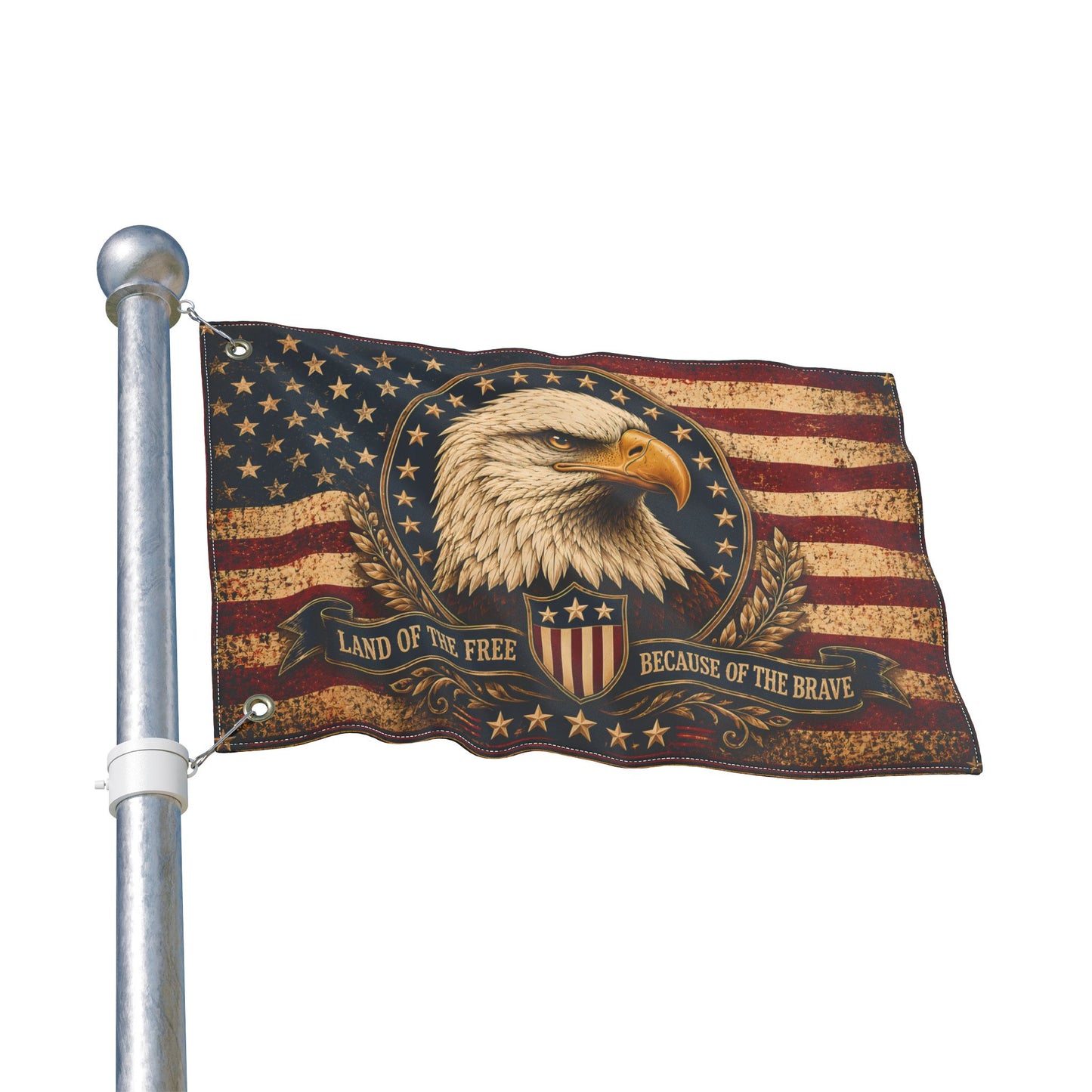 Patriotic Eagle Flag — "Land of the Free Because of the Brave" Double-Sided Outdoor Flag