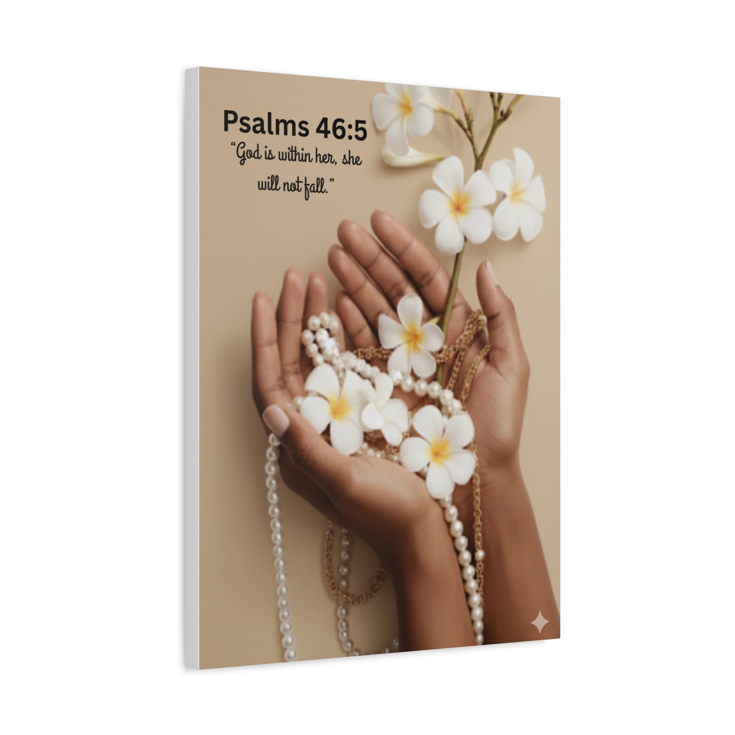 Canvas Wall Art — "Psalms 46:5" Hands with Flowers Religious Scripture Print