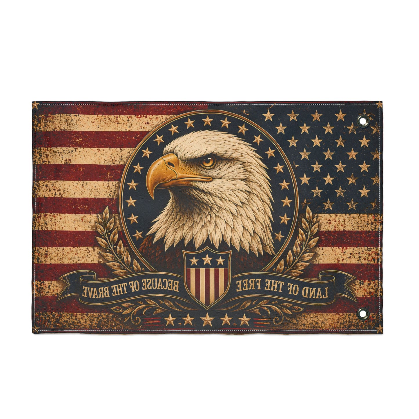 Patriotic Eagle Flag — "Land of the Free Because of the Brave" Double-Sided Outdoor Flag