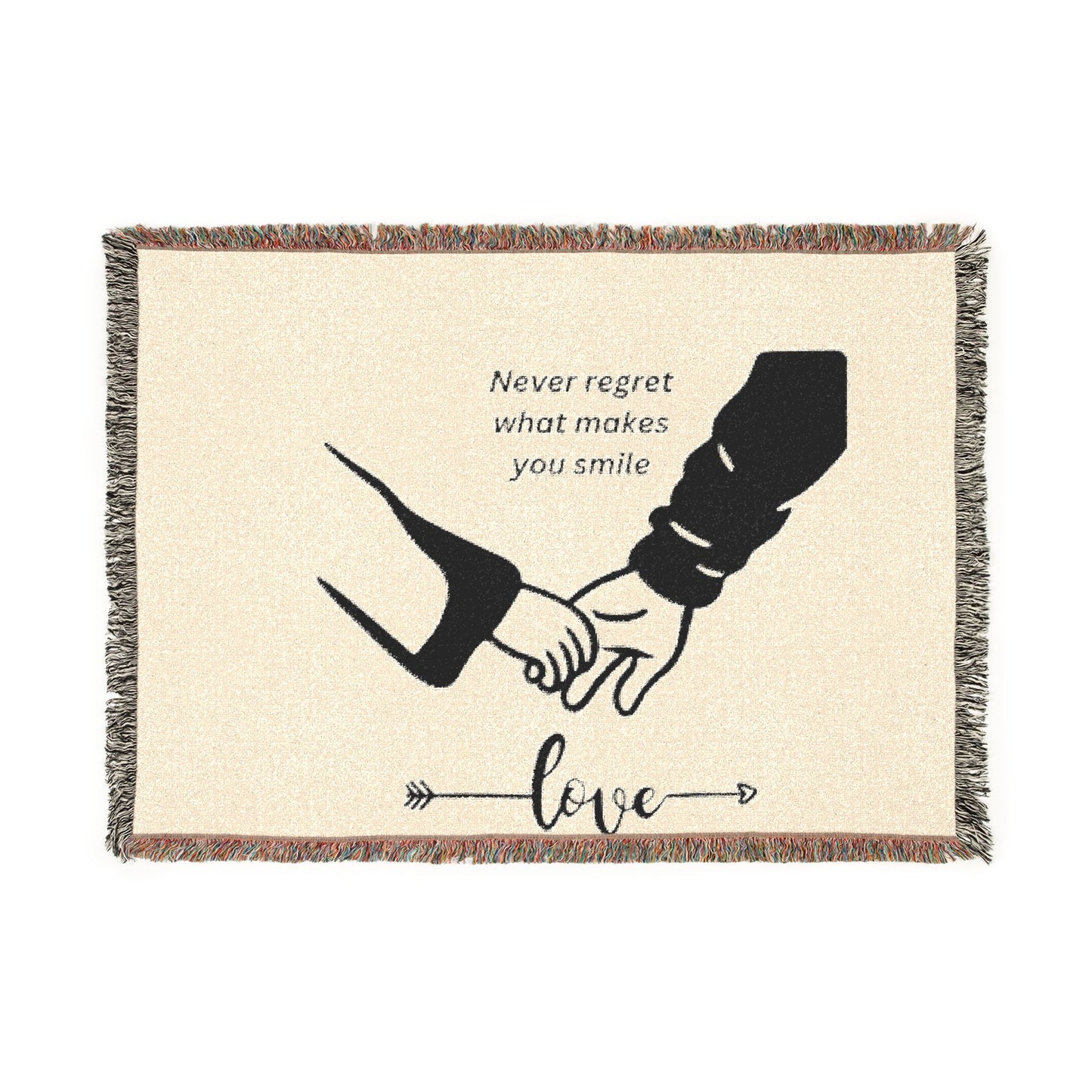 Love Promise Throw Blanket — "Never Regret What Makes You Smile" Woven Blanket