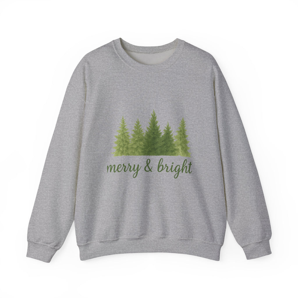 Merry & Bright Watercolor Pines Crewneck Sweatshirt