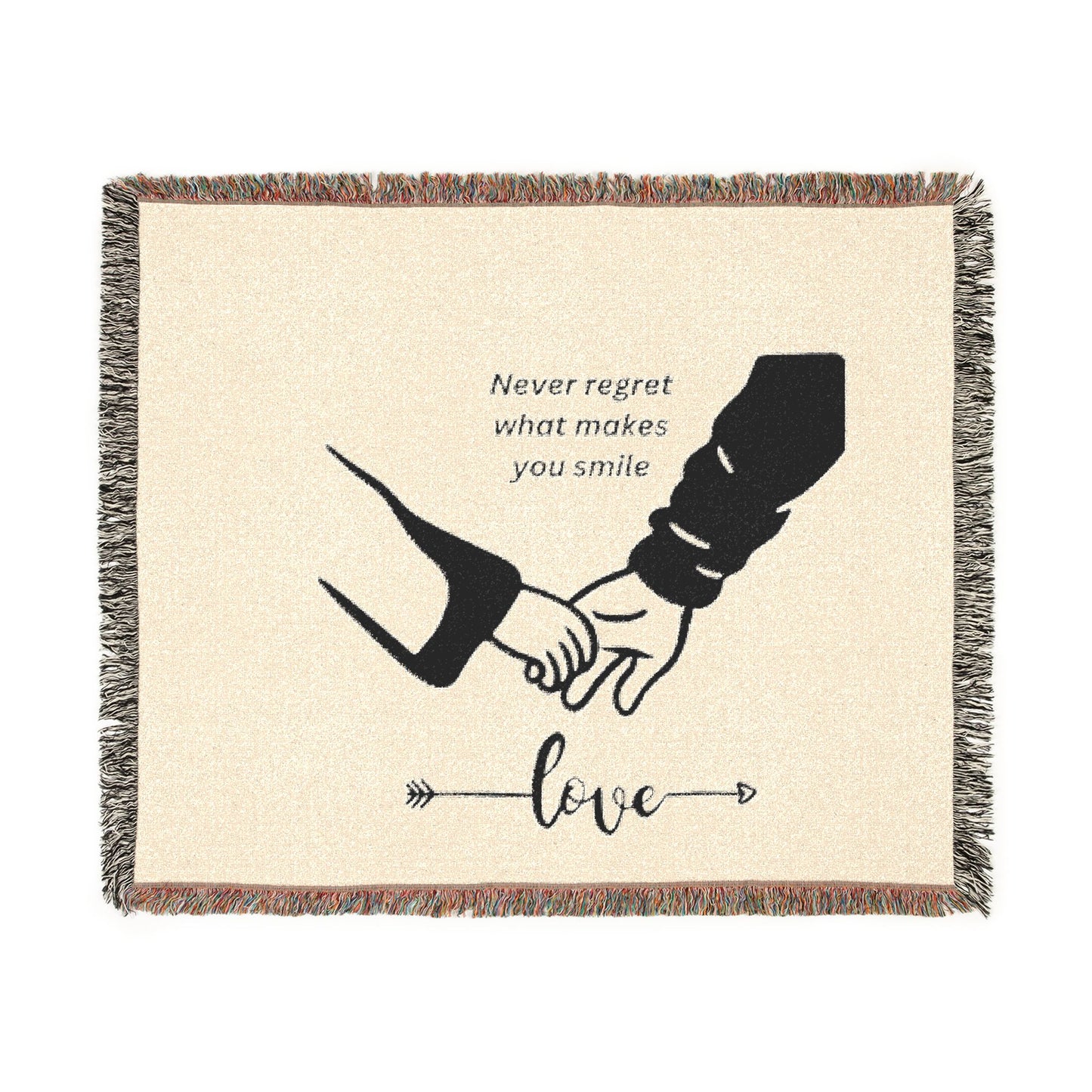 Love Promise Throw Blanket — "Never Regret What Makes You Smile" Woven Blanket