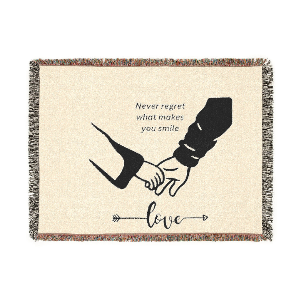 Love Promise Throw Blanket — "Never Regret What Makes You Smile" Woven Blanket