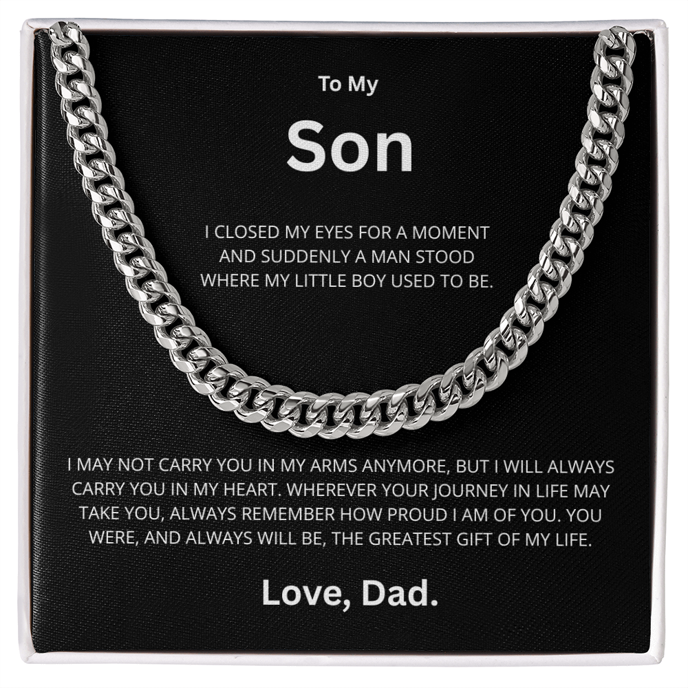 Son Cuban Link Chain "I Will always Carry You in My Heart"