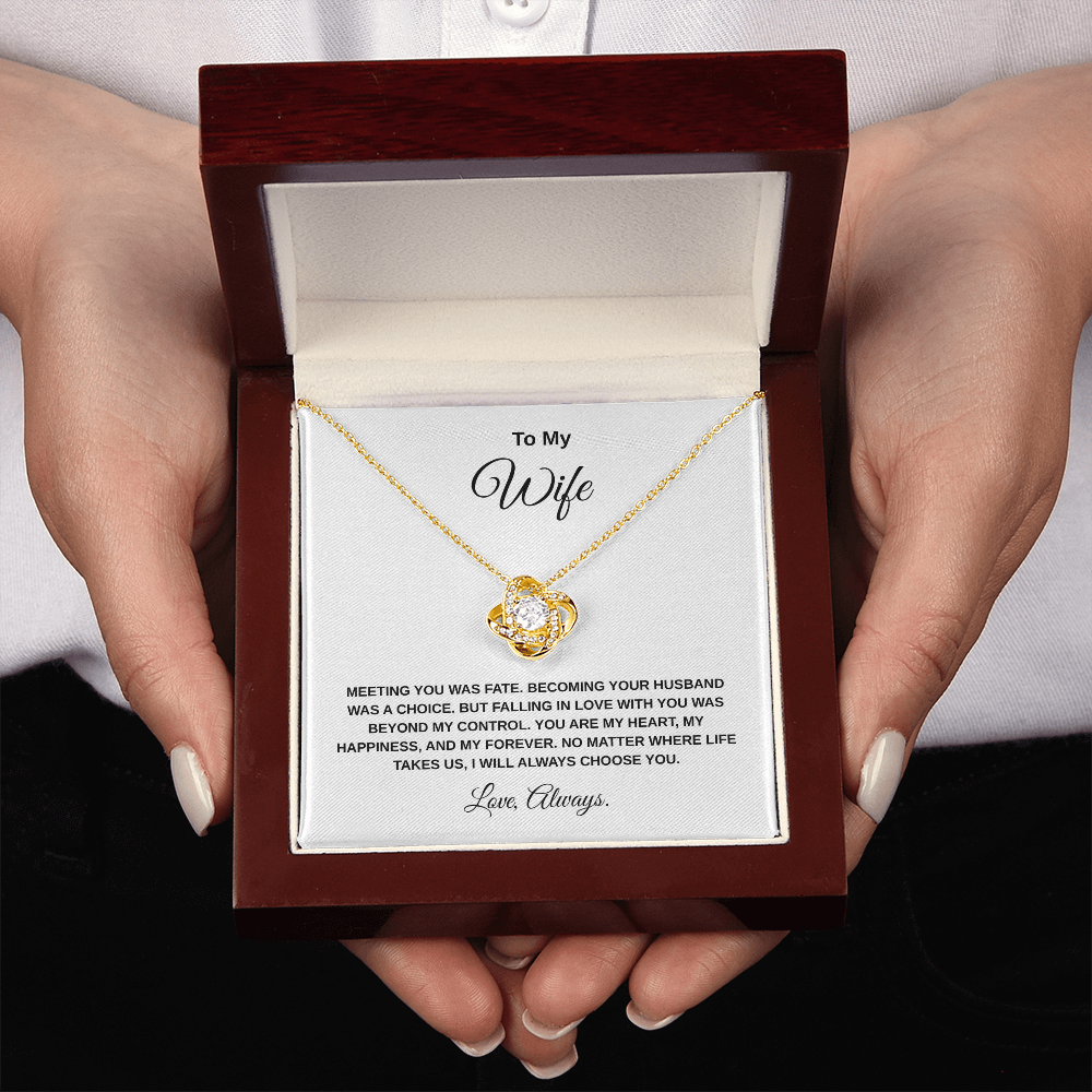 To My Wife - Love Knot Necklace A Gift That Says What Words Sometimes Can't!