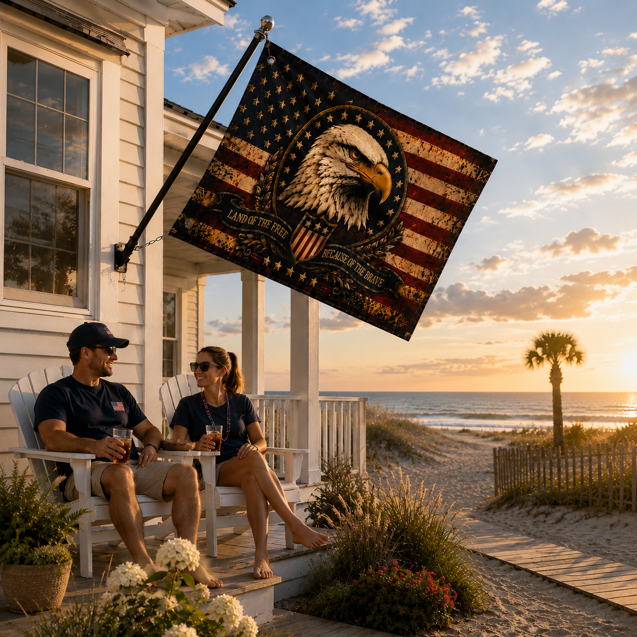 Patriotic Eagle Flag — "Land of the Free Because of the Brave" Double-Sided Outdoor Flag