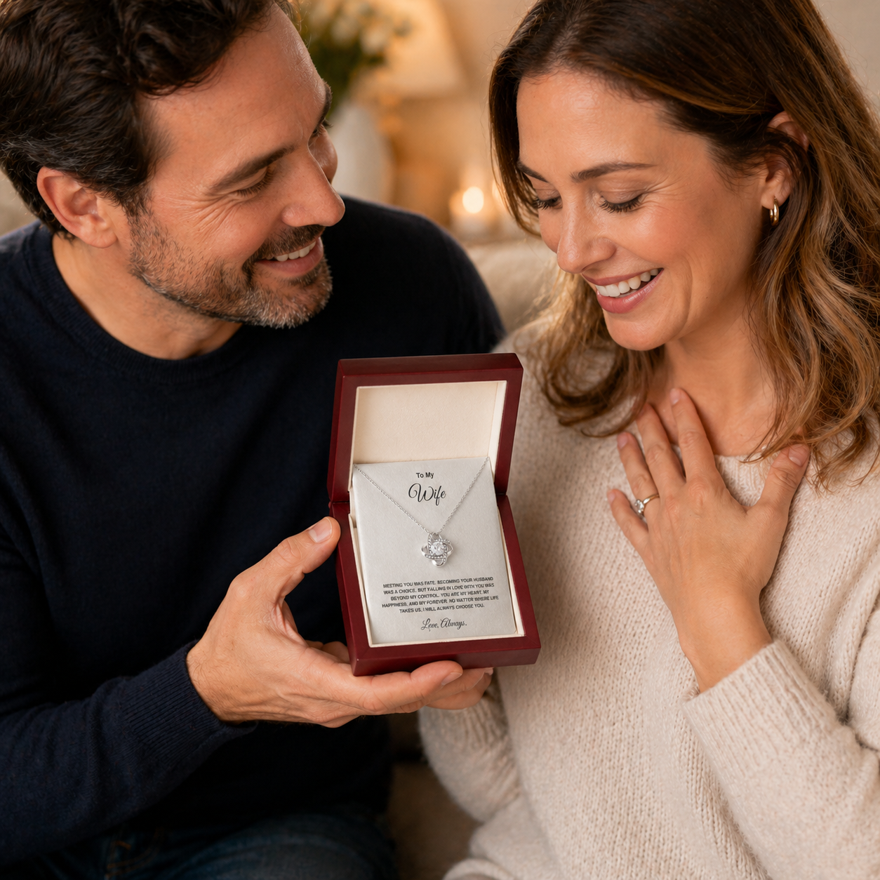 To My Wife - Love Knot Necklace A Gift That Says What Words Sometimes Can't!