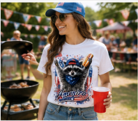 Patriotic Raccoon T‑Shirt – Funny 4th of July Graphic Tee