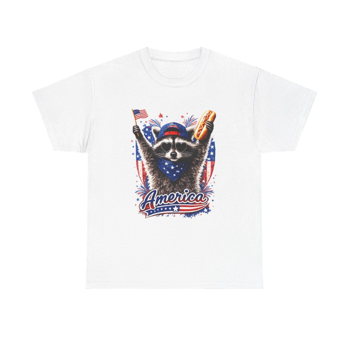Patriotic Raccoon T‑Shirt – Funny 4th of July Graphic Tee