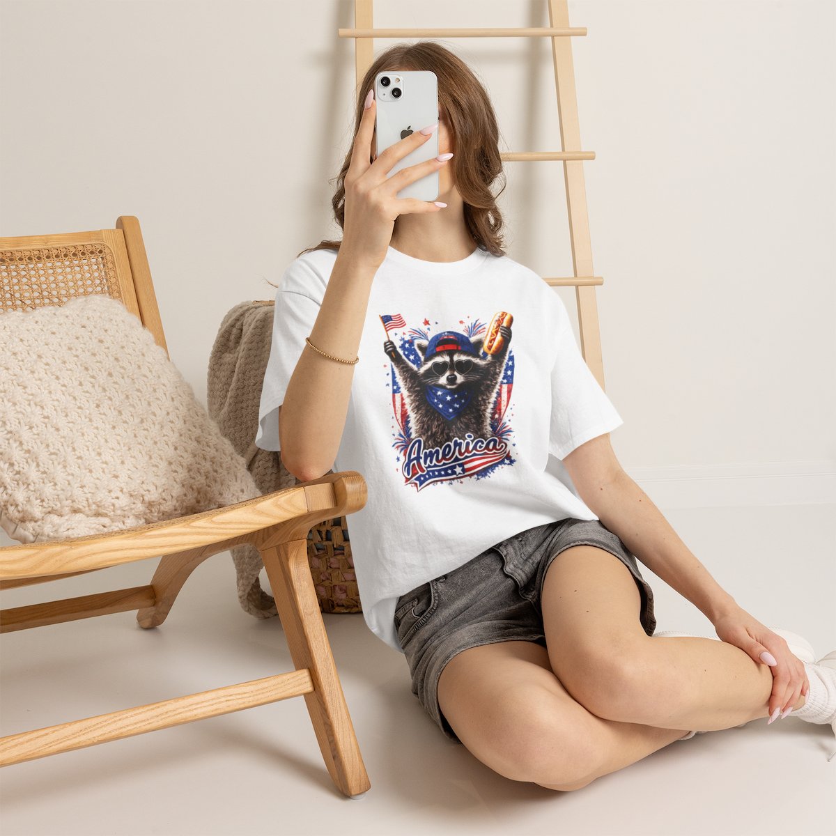 Patriotic Raccoon T‑Shirt – Funny 4th of July Graphic Tee