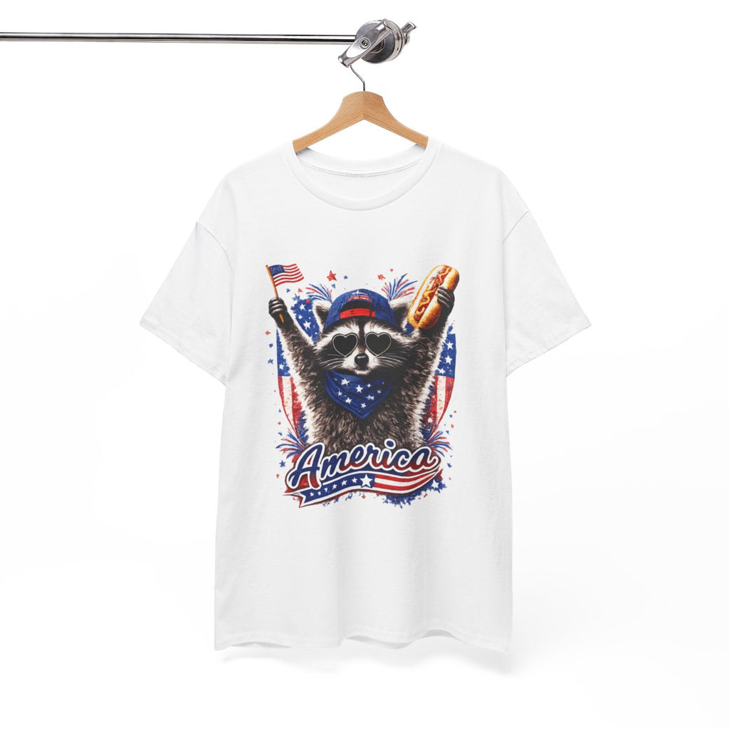 Patriotic Raccoon T‑Shirt – Funny 4th of July Graphic Tee