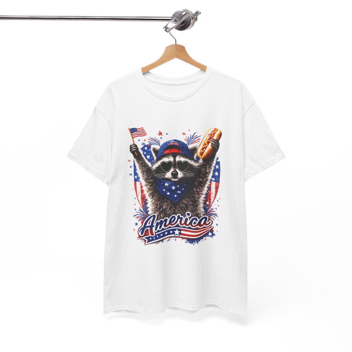 Patriotic Raccoon T‑Shirt – Funny 4th of July Graphic Tee
