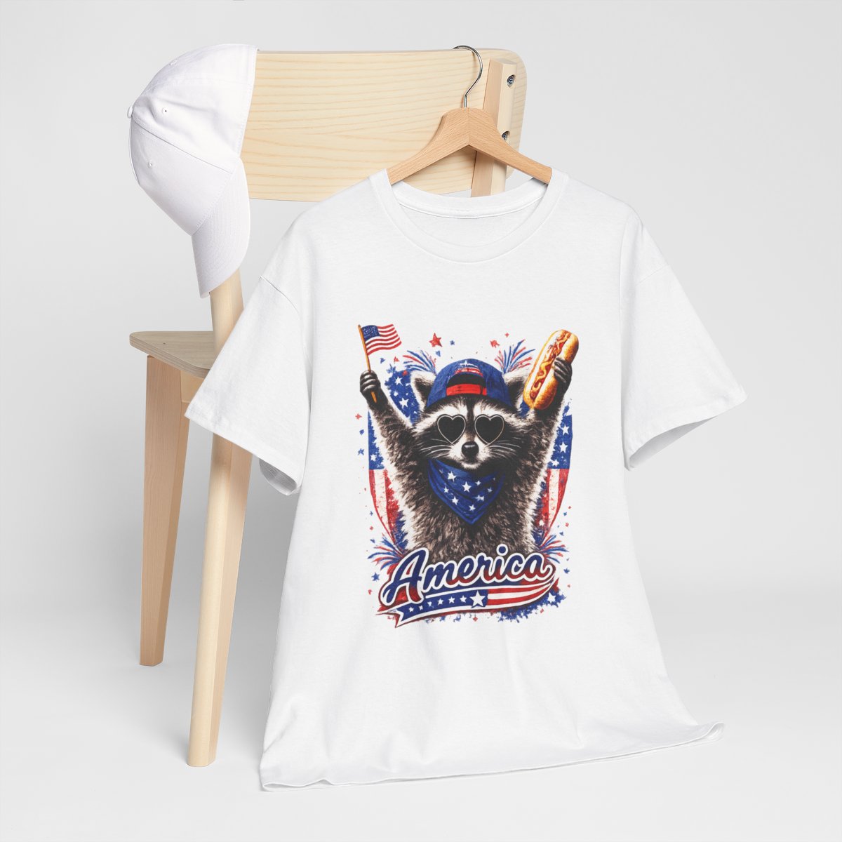 Patriotic Raccoon T‑Shirt – Funny 4th of July Graphic Tee